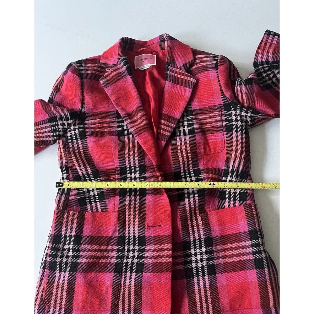 Kate Spade Plaid Foliage Wool Blend Blazer Size 0